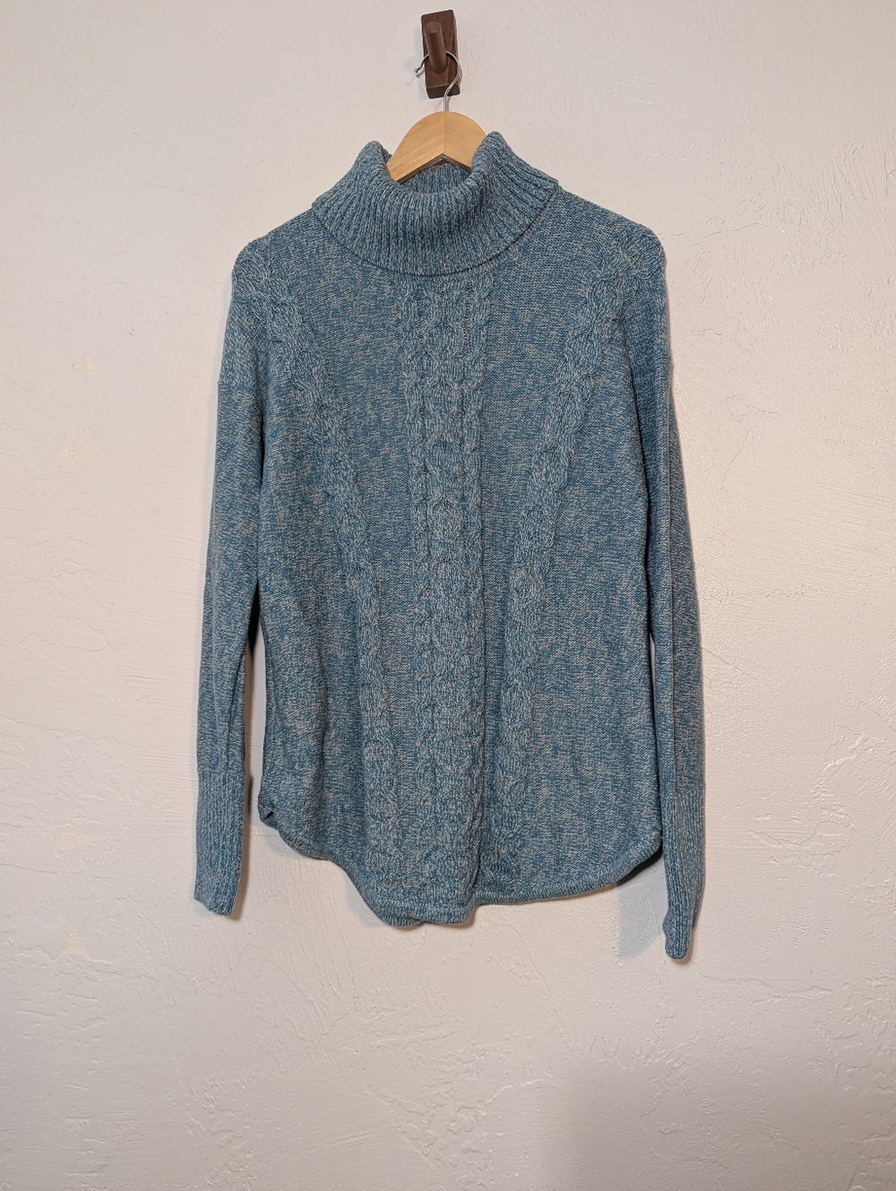 L.L. Bean Cotton Turtleneck Cable Knit Sweater Office Coastal Fisherman Preppy
